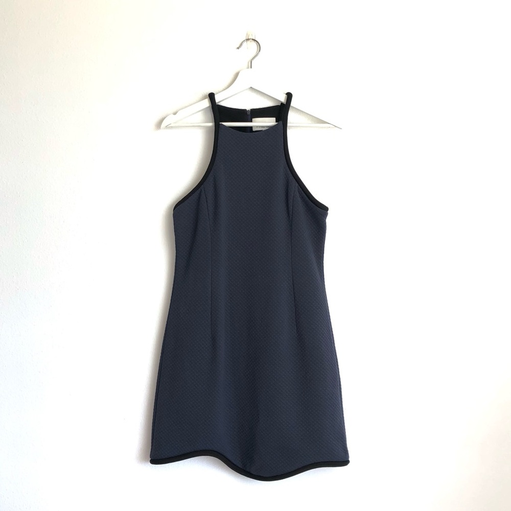 3.1 Phillip Lim Navy Blue Quilted Scuba High Neck Dress Size 6